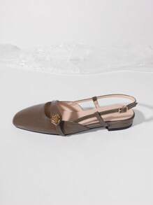 Women's Flat Backless Loafers - Brown - View 4