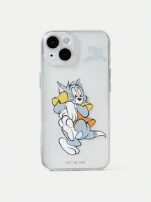 TOM & JERRY X SHEIN Caja De Telefono Con Patrón Impreso De Dibujos Animados Y Letras - transparente - Ver 1