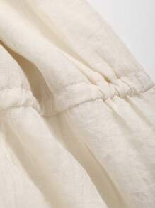 DAZY Sukienka piżamowa 2 w 1 z kolorowymi blokami i ściągaczem w pasie - Beżowy - Zobacz 7