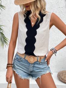 Breezaya Colorblock V-Neck Texture Casual Shirt