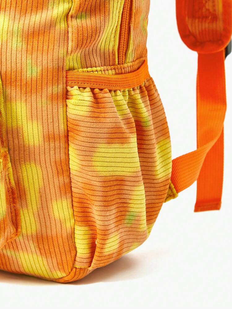 Solid Color Minimalist Corduroy Children's Backpack With Fashionable Color Blocking Design