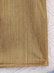 SHEIN Tween Girl Casual Vacation Metal Texture Halter Neck Shirt - Gold - View 5