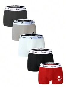 Notgurli 5PCS Men's 5 Letters Waistband Breathable Comfortable Cartoon Print Boxer Briefs - Multicolor - View 5
