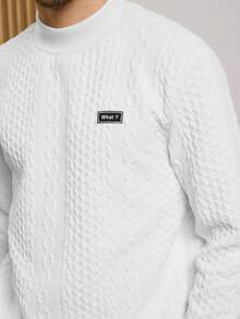 Manfinity Homme Nam Đan Giải trí Đứng cổ áo Áo nỉ - trắng - Xem 3