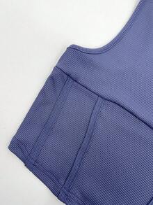 SHEIN Unity 實色無袖修身背心 - 藏蓝色 - 查看 4