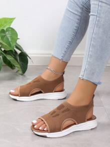 Sandali sportivi traspiranti di moda da donna, sandali da spiaggia - Cachi - Visualizzare 3