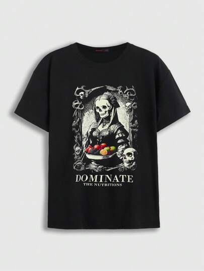 Morninghabits T-shirt Pour Femmes Imprimé Crâne Et Lettre