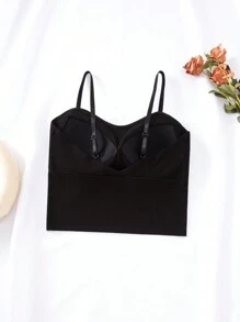 Women'S Four Seasons Basic Camisole Top With Built-In Bra - Black - View 6