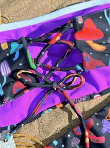 Laura Lessa designs e prints Women's Vacation Beach Mushroom Print Bikini Set, Halloween - Multicolor - View 4