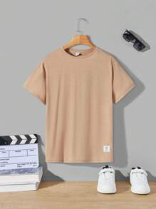 SHEIN 2入組青少年男孩休閒街頭風格字母印花圓領短袖針織t恤 - 彩色 - 查看 4