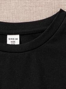 SHEIN 青少女3入組針織純色圓領扭結下擺短款休閒T恤 - 彩色 - 查看 4