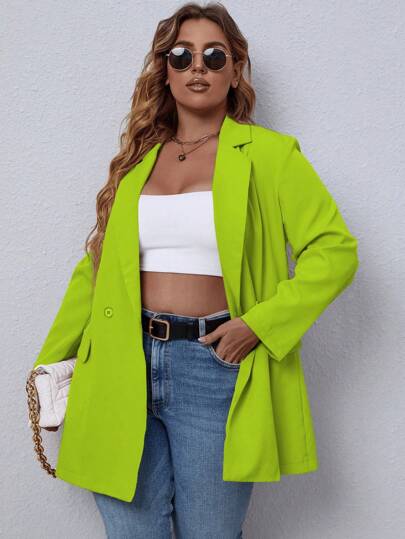 EMERY ROSE Plus Size Single Breasted Solid Color Casual Blazer Suit Graduation,Back To School,Teacher Outfits For Women Fall Cloth For Women Autumn