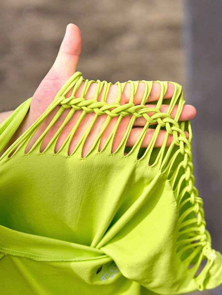 Plus Size Solid Color Slim Fit Hollow Out Long Sleeve T-Shirt