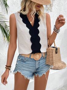 Breezaya Colorblock V-Neck Texture Casual Shirt