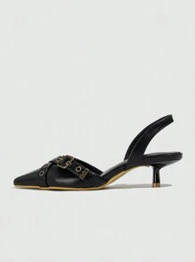 Của phụ nữ Pointed Toe Giày cao gót Giày nữ Baotou Với Dây đeo mắt cá chân & Vượt qua Đinh tán Đồ trang trí Đối với Mùa xuân/Mùa hè - màu đen - Xem 7