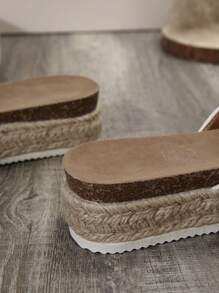 Women's White Rope Wrapped Open Toe Sandals With Bowknot And Thick Sole - White - View 5