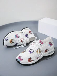 Women's Breathable Lightweight Butterfly Pattern Round Toe Low-Top Athletic Shoes, Comfortable For Spring And Autumn - Multicolor - View 5