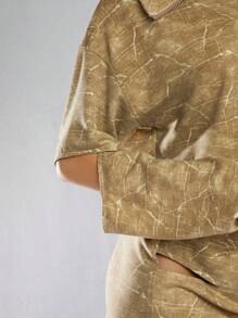 SHEIN Unity 女款鏤空長袖前拉鍊外套與迷你裙套裝