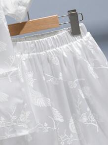 SHEIN Tween Boys' Loose Fit Casual Stand Collar Jacquard Shirt And Shorts Set, Hanfu Style - Green - View 4