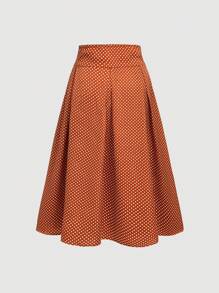 SHEIN Clasi Women's Polka Dot Printed Pleated Skirt