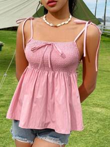 Flirla Jednolity kolor Sznurowane Top Halter