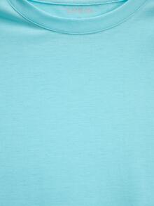 SHEIN LUNE Của phụ nữ In Khẩu hiệu Thả vai Ngắn tay Áo thun - Màu xanh nhạt - Xem 5