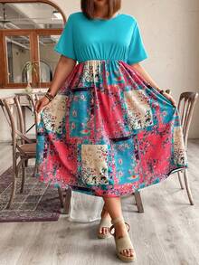 EMERY ROSE Kích thước lớn Hoa Vá lại Đã thu thập Eo Đầm - Nhiều màu - Xem 4