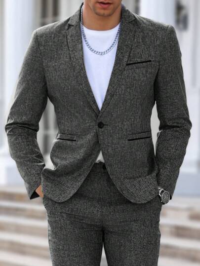 Manfinity Mode 男士段染口袋單釦西裝外套