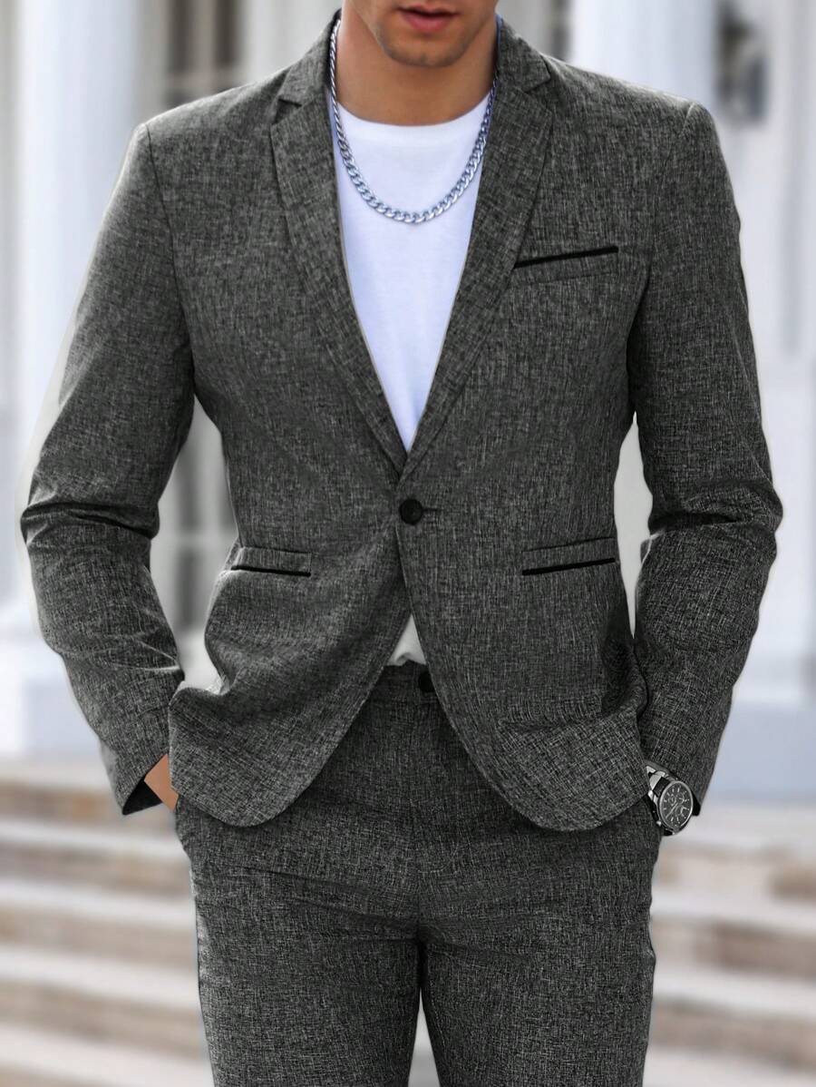 Manfinity Mode 男士段染口袋單釦西裝外套