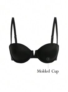 Ocili Women's Black Casual Knitted High Stretch Padded Push Up Bra With Backless Cup Detail - Black - View 4