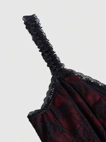 ROMWE Grunge Punk Contrast Lace Bow Front Cami Top, School