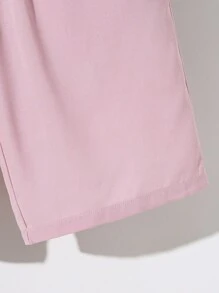 SHEIN Set da due pezzi con camicia a collo alto e pantaloncini stile Hanfu, in colore a blocchi, casual, per ragazzi pre-adolescenti