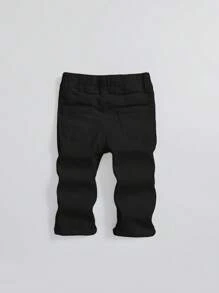 SHEIN Baby Boys' Distressed Jeans With Thermal Lined - Black - View 2