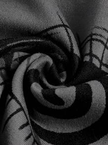 ROMWE Grunge Punk Eye Print Crop Top-Stitching Tee, School - Grey - View 3