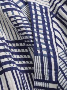DAZY Pijamale lungi, casual, cu imprimeu în carouri, lejer - Albastru - Vizualizare 7