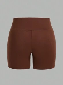 SHEIN EZwear 4 件套休闲简约字母印花短款高腰紧身打底裤，大码女款，适合夏季 - 彩色 - 查看 6