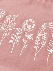 Elladie kids Young Girl Floral Print Round Neck Short Sleeve T-Shirt - Dusty Pink - View 5