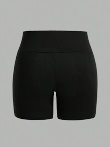 SHEIN EZwear 4 件套休闲简约字母印花短款高腰紧身打底裤，大码女款，适合夏季 - 彩色 - 查看 5