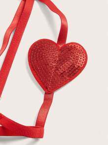 Valentine's Day 3pcs Sexy Lingerie Set For Women Includes Teddies Lingerie And Gloves - Red - View 3