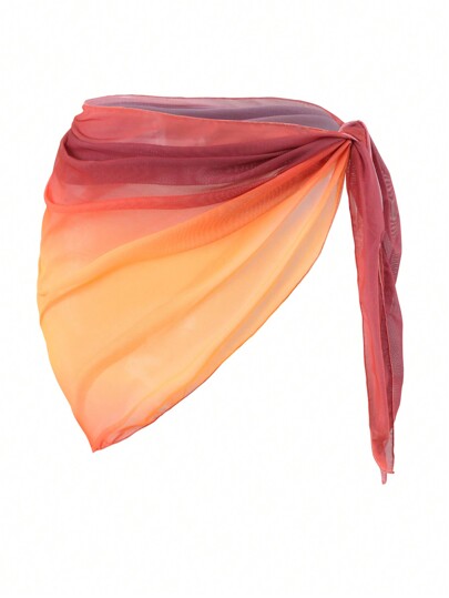 Swim Oasis Women's Ombre Color Side Knot Ruched Cover-Up Skirt (Random Print)