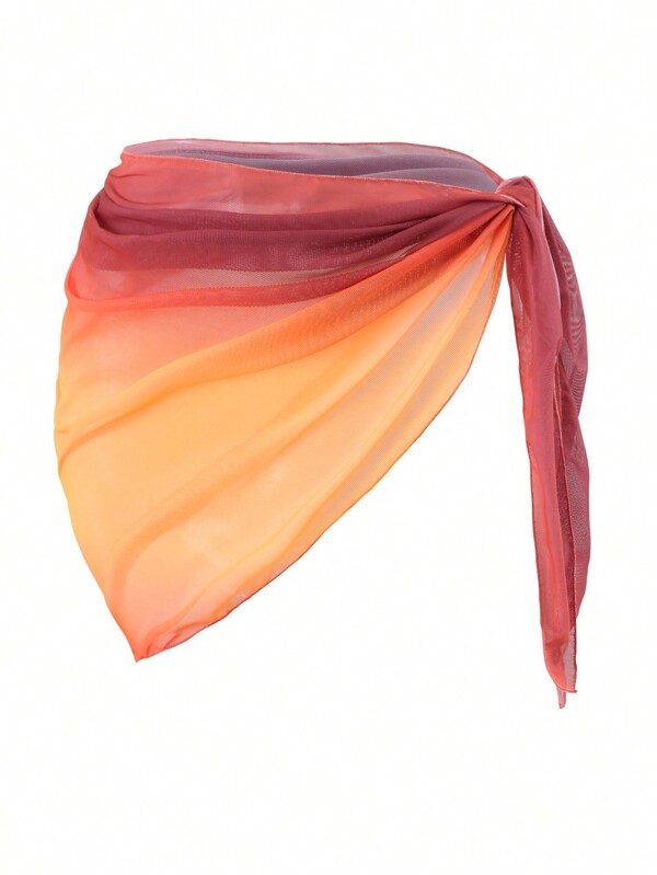 Swim Oasis Women's Ombre Color Side Knot Ruched Cover-Up Skirt (Random Print)