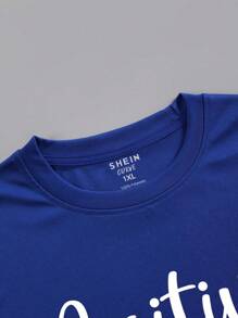 INAWLY Plus Letter Graphic Tee - Royal Blue - View 3