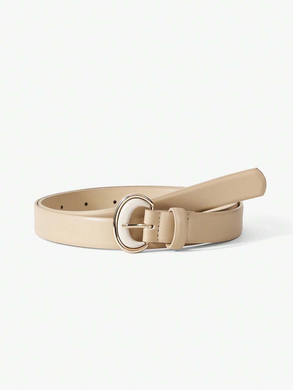 1PC WOMEN'S APRICOT HALF MOON SHAPED BUCKLE BELT FOR BASICS, BUSINESS & DAILY COMMUTE, SUITABLE FOR WORK & CASUAL OCCASIONS