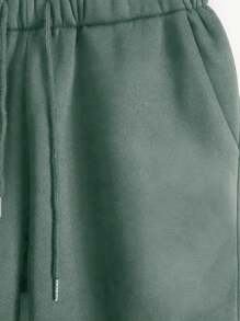 SHEIN Cottnline 男款字母圖形連帽衫和運動長褲 - 綠色 - 查看 4