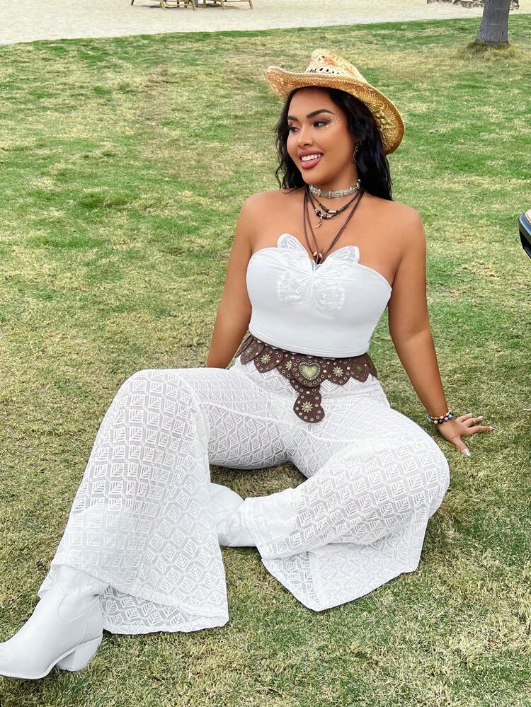 Plus Size Plain Flared Pants Fall Cloth For Women