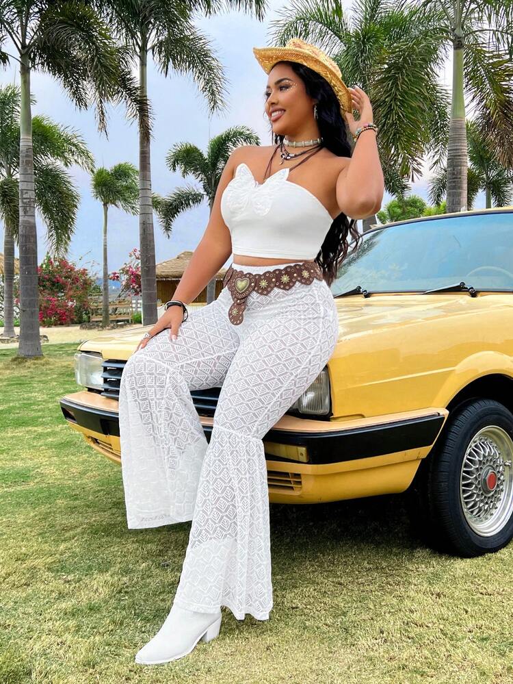 Plus Size Plain Flared Pants Fall Cloth For Women