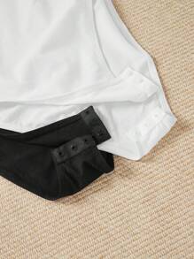 SHEIN EZwear 2pcs Set Women's Casual Minimalist Short Sleeve Bodysuit