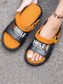 男士夏季戶外時尚防滑厚底休閒沙灘鞋,適用於沙灘和運動 - 黑色 - 查看 6