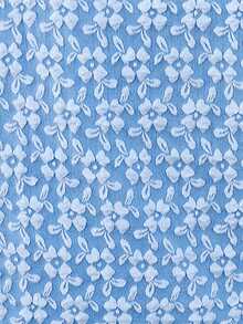 SHEIN VCAY Áo sơ mi nữ cài nút vải Jacquard viền bèo nhún - Màu xanh lam - Xem 5
