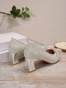 New Style Women's Wedding Bridal Shoes, Single High Heel Shoes, Wedding High Heels - Apricot - View 6